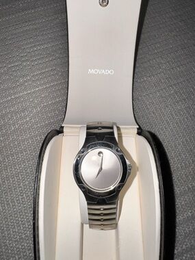 Movado 640635 Sports Edition Museum Watch Silver Dial Stainless Steel